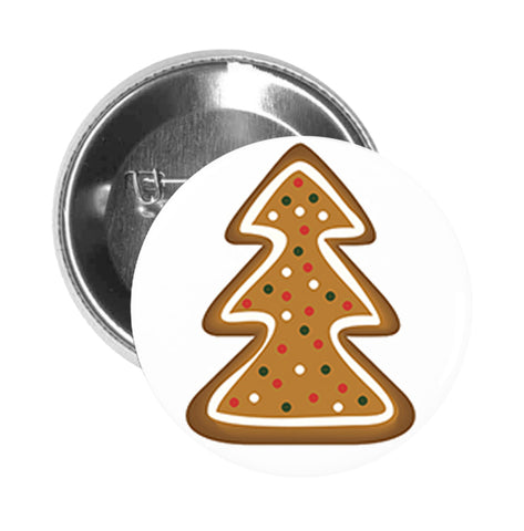 Round Pinback Button Pin Brooch Yummy Holiday Ginger Bread Cookies Christmas Tree