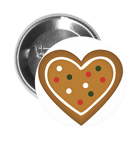 Round Pinback Button Pin Brooch Yummy Holiday  Ginger Bread Cookies Heart