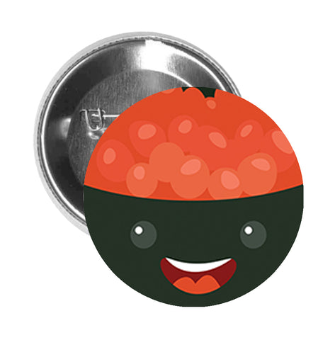 Round Pinback Button Pin Brooch Yummy Japanese Sushi Sashimi Emoji (6) - Zoom