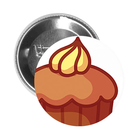Round Pinback Button Pin Brooch Yummy Pretty Cupcake Cartoon Emoji Icon (1) - Zoom