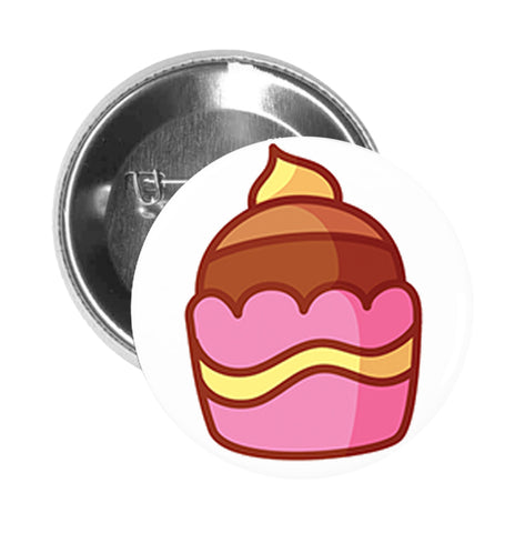 Round Pinback Button Pin Brooch Yummy Pretty Cupcake Cartoon Emoji Icon (2)