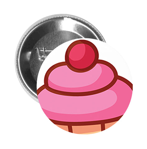 Round Pinback Button Pin Brooch Yummy Pretty Cupcake Cartoon Emoji Icon (3) - Zoom