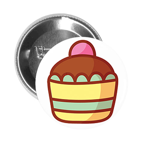 Round Pinback Button Pin Brooch Yummy Pretty Cupcake Cartoon Emoji Icon (4)