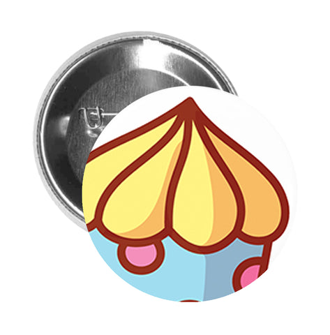 Round Pinback Button Pin Brooch Yummy Pretty Cupcake Cartoon Emoji Icon (5) - Zoom