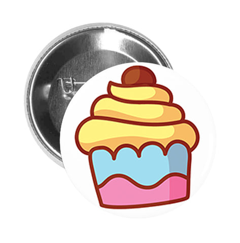 Round Pinback Button Pin Brooch Yummy Pretty Cupcake Cartoon Emoji Icon (6)