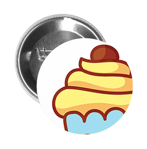 Round Pinback Button Pin Brooch Yummy Pretty Cupcake Cartoon Emoji Icon (6) - Zoom
