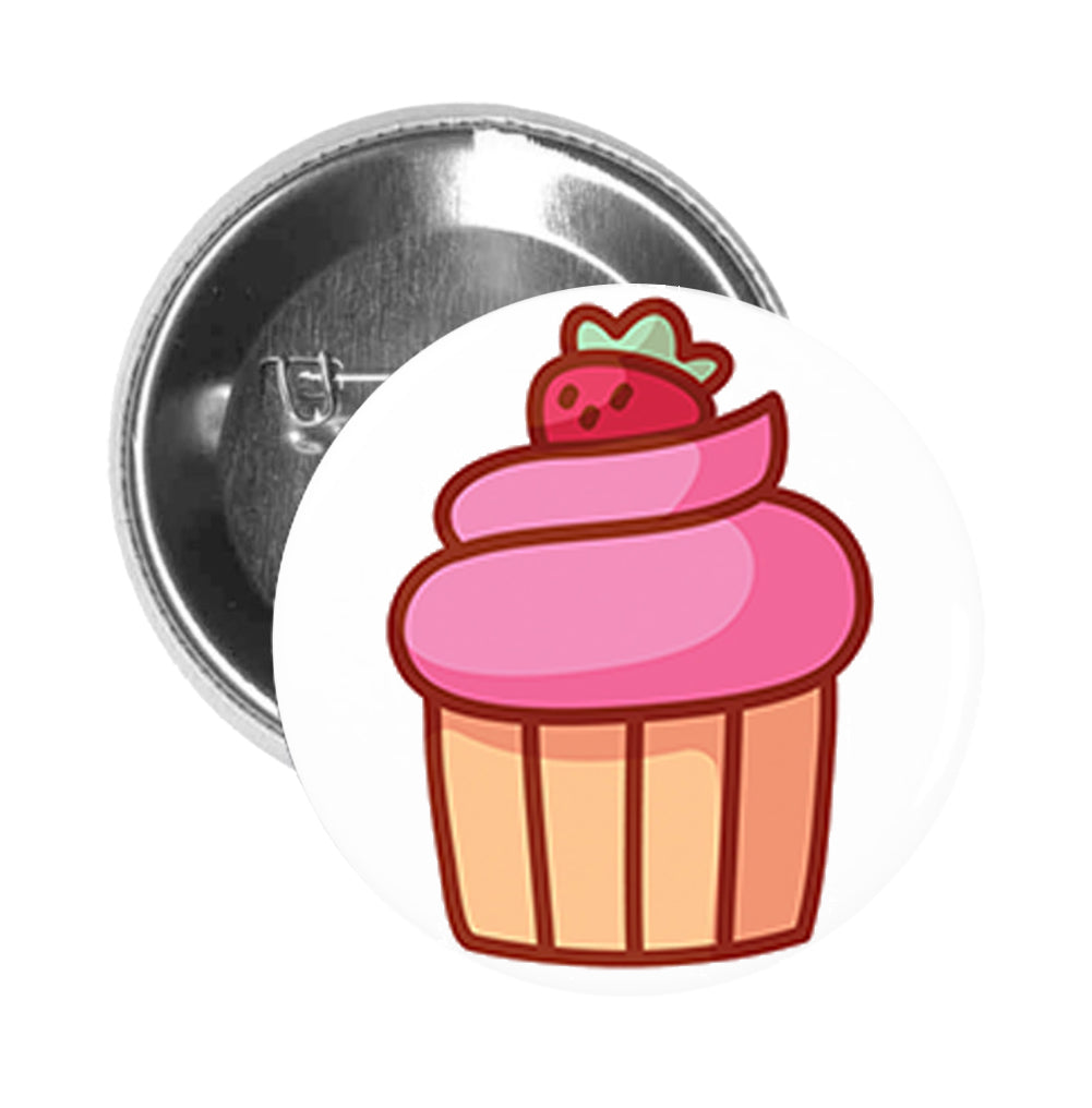Round Pinback Button Pin Brooch Yummy Pretty Cupcake Cartoon Emoji Icon (7)
