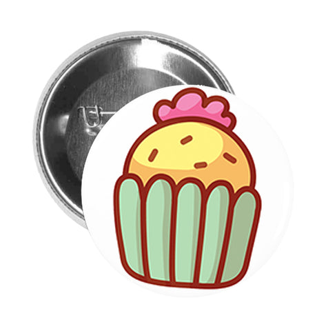 Round Pinback Button Pin Brooch Yummy Pretty Cupcake Cartoon Emoji Icon (8)