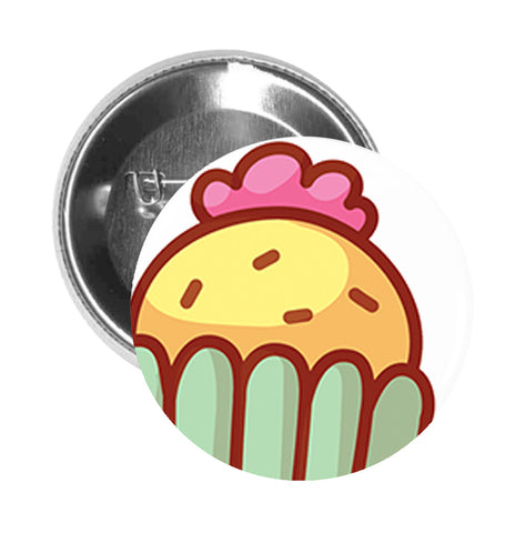 Round Pinback Button Pin Brooch Yummy Pretty Cupcake Cartoon Emoji Icon (8) - Zoom