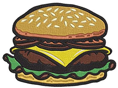 Iron on / Sew On Patch Applique Yummy Sesame Cheese Burger Cartoon Embroidered Design