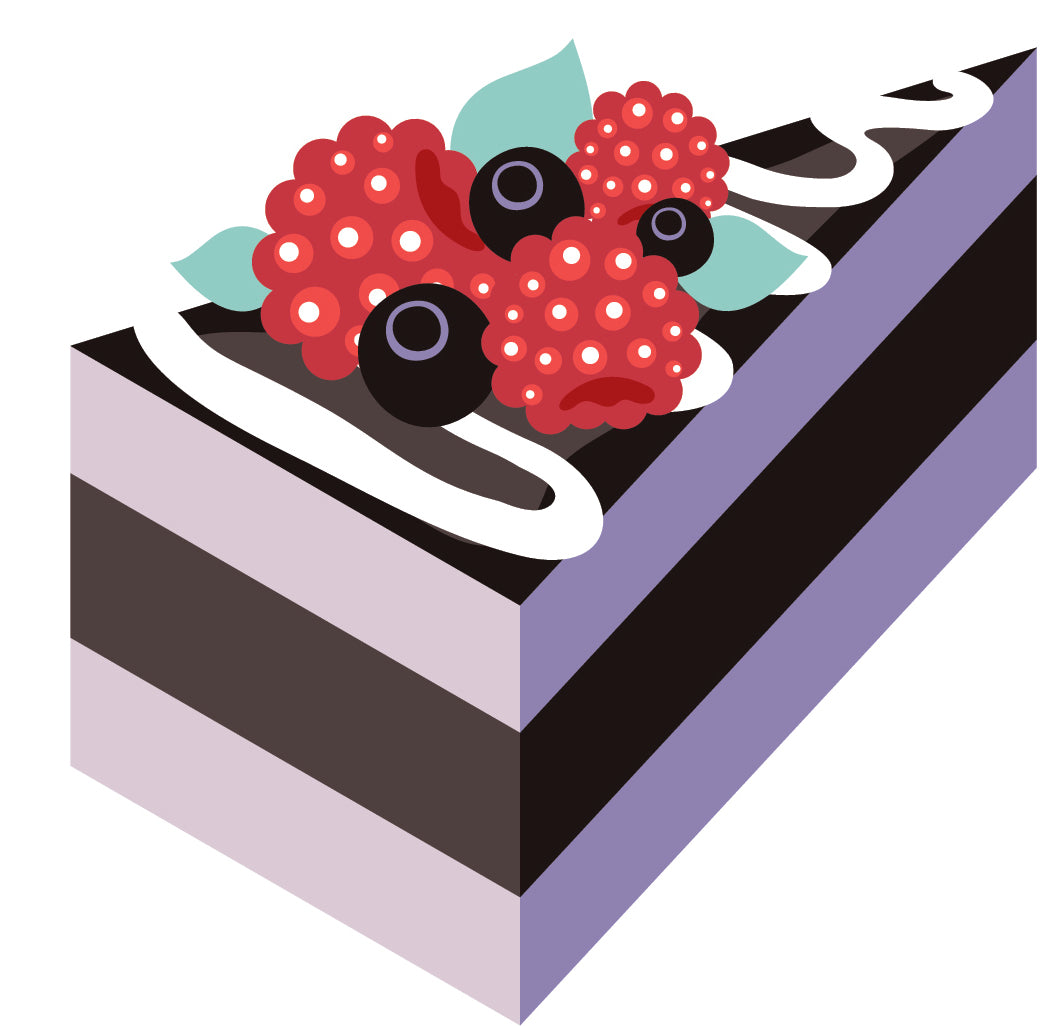 Yummy Cake with Berries and Frosting Vinyl Decal Sticker