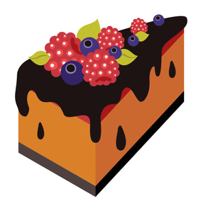 Yummy Cake with Chocolate and Berries Vinyl Decal Sticker