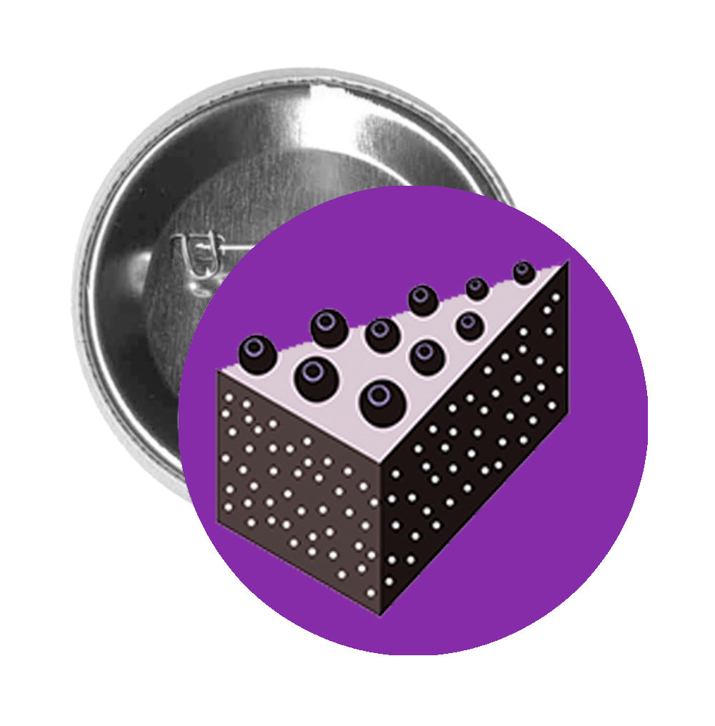 Round Pinback Button Pin Brooch Yummy Chocolate Cheesecake - Purple