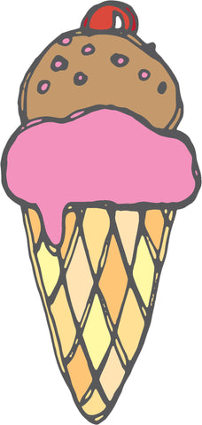 Yummy Delicious Colorful Cute Desserts Cartoon - Chocolate And Strawberry Sundae Vinyl Decal Sticker
