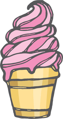 Yummy Delicious Colorful Cute Desserts Cartoon - Strawberry Swirl Ice Cream Vinyl Decal Sticker