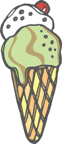Yummy Delicious Colorful Cute Desserts Cartoon - Vanilla And Pistachio Sundae Vinyl Decal Sticker