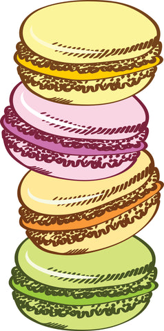 Yummy Delicious Colorful Stack Of French Macrons Dessert Illustration Cartoon Vinyl Decal Sticker