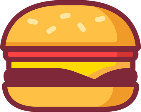 Yummy Delicious Food Meal Cartoon - Cheeseburger Vinyl Decal Sticker