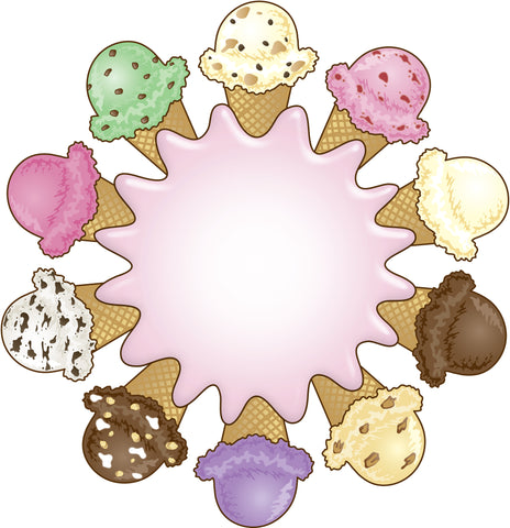 Yummy Delicious Ice Cream Cone Flavor Wheel Circle Cartoon Vinyl Decal Sticker