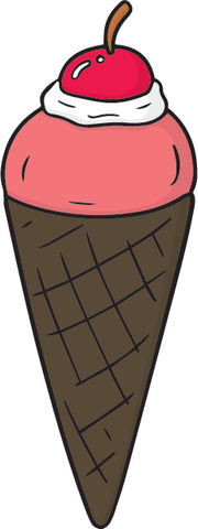 Yummy Delicious Sweet Cold Frozen Dessert Cartoon - Strawberry Ice Cream Vinyl Decal Sticker