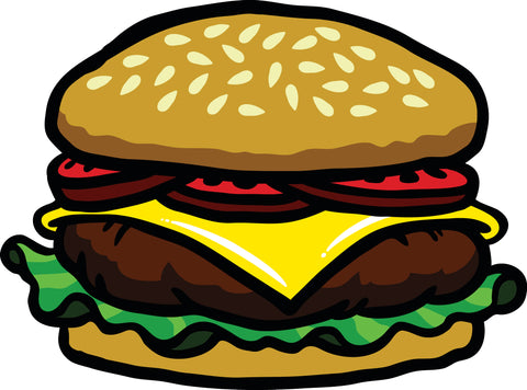 Yummy Sesame Cheese Burger Cartoon - Vinyl Decal Sticker