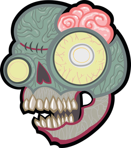 Zombie Animal Skull with Brains Vinyl Decal Sticker
