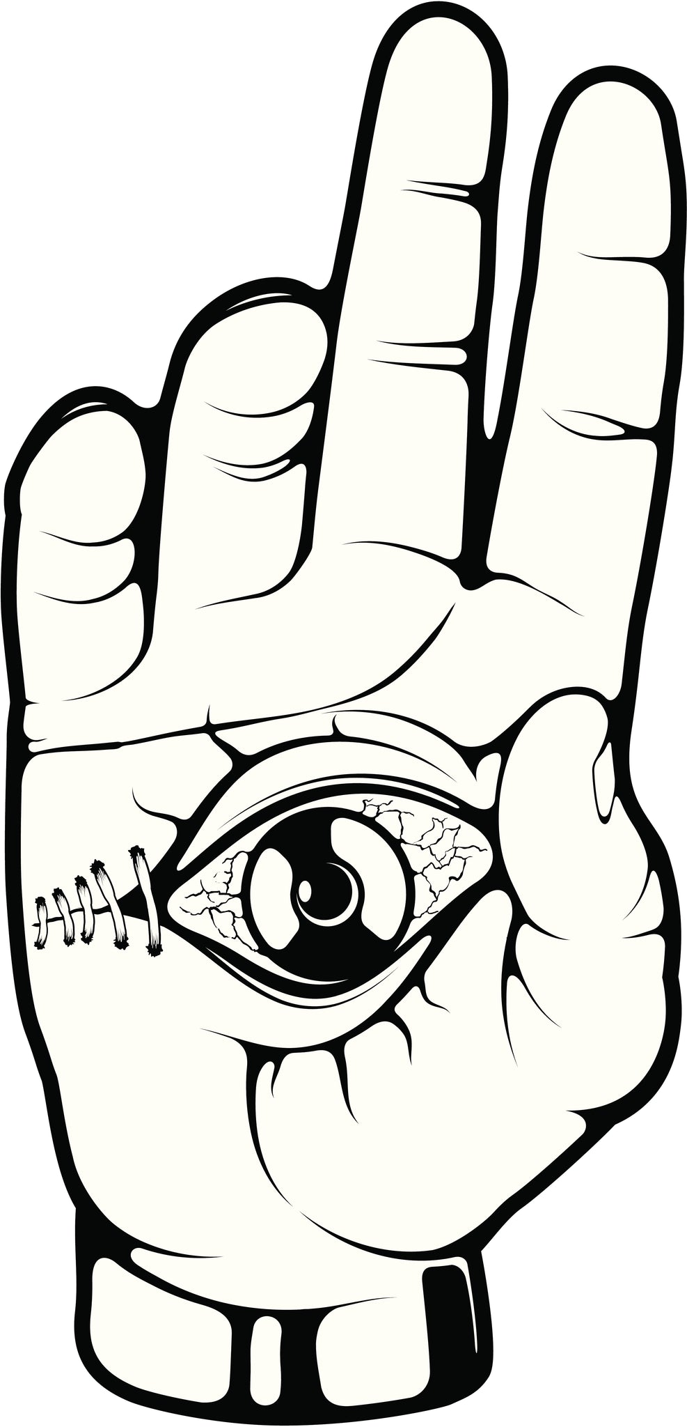 Zombie Frankenstein Hand with Eye in Palm Vinyl Decal Sticker