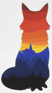 Forest Sunset Landscape in Fox Wolf Silhouette Vinyl Decal Sticker