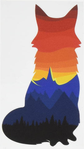 Forest Sunset Landscape in Fox Wolf Silhouette Vinyl Decal Sticker