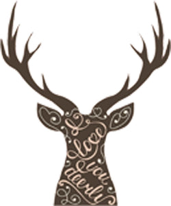 I Love You Deerly Calligraphy in Brown Deer Silhouette Vinyl Decal Sticker