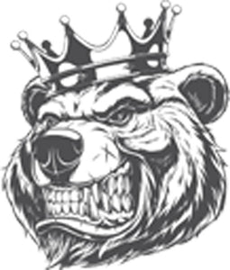 Scary Aggressive Angry Growling Royal King Bear Pen Sketch Cartoon Vinyl Decal Sticker