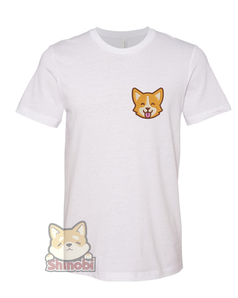 Small & Extra-Small Size Unisex Short-Sleeve T-Shirt with Cute Corgi Shiba Inu Fox Emoji Embroidery Sketch Design