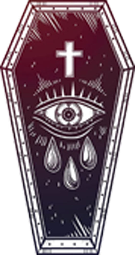 Crying Eye of Wisdom in Ombre Coffin Vinyl Decal Sticker