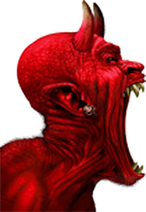 Creepy Halloween Evil Demon Devil Cartoon - Red Vinyl Decal Sticker