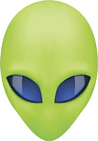 Creepy Green 3D Alien Head with Blue Eyes Vinyl Decal Sticker