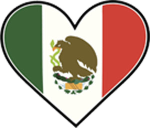 I Love Mexico Flag in Heart Vinyl Decal Sticker