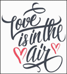 Love is in the Air Calligraphy Valentine Icon Logo Border Around Image As Shown Vinyl Sticker