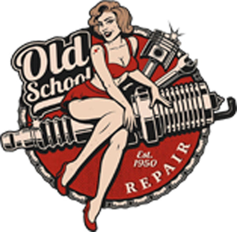 Old School Vintage Retro Pin Up Girl Repair Shop Icon Vinyl Decal Sticker
