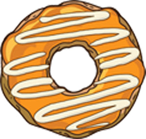 Cute Fun Traditional Donut with Icing Cartoon - Orange Vinyl Decal Sticker