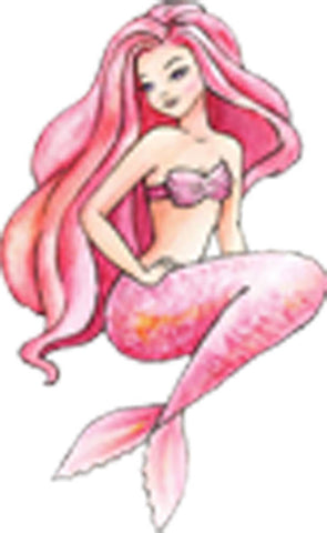 Pretty Sexy Pen Art Watercolor Mermaid Cartoon - Pink Vinyl Decal Sticker