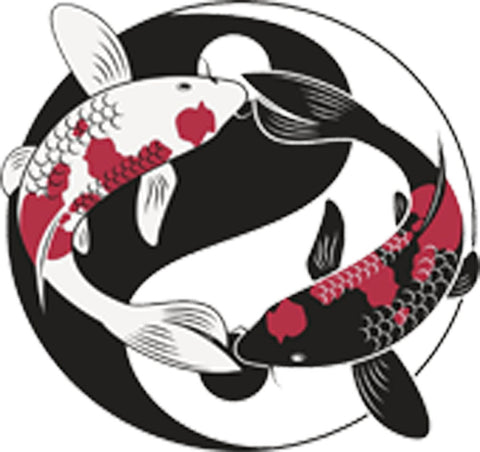 Pretty Black and White Pink Koi Fish Yin Yang Sign Symbol Icon Vinyl Decal Sticker