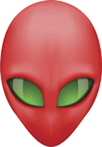 Creepy Red 3D Alien Head with Green Eyes Vinyl Decal Sticker