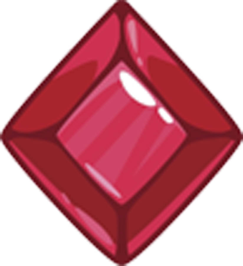 Diamond Beveled Gemstone Birthstone Jewel Cartoon - Ruby Red Vinyl Decal Sticker