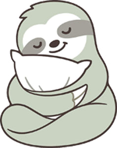 Sleepy Sloth with Pillow Hug Cute Kawaii Lazy Days Chill Serene Peaceful Animal Cartoon Vinyl Decal Sticker