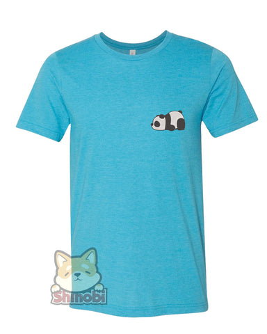 Medium & Large Size Unisex Short-Sleeve T-Shirt with Sleepy Baby Panda Bear Lazy Chill Knock Out Cute Kawaii Round Funny Animal Cartoon Embroidery Sketch Design