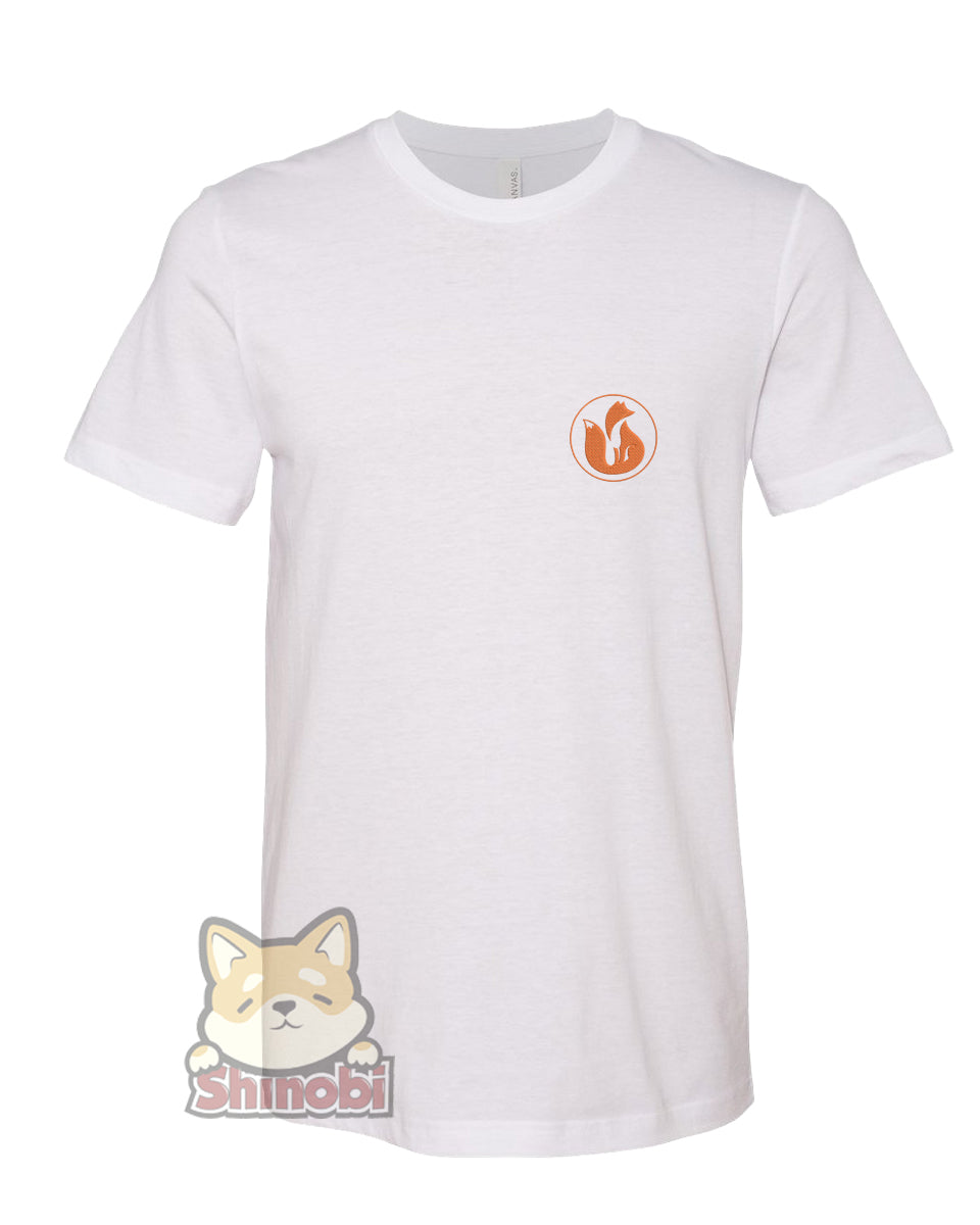 Small & Extra-Small Size Unisex Short-Sleeve T-Shirt with Simple Orange Little Fox Silhouette Cartoon Icon Embroidery Sketch Design