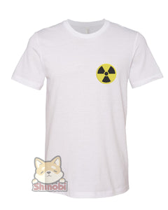 Medium & Large Size Unisex Short-Sleeve T-Shirt with Toxic Nuclear Hazardous Waste Icon Embroidery Sketch Design