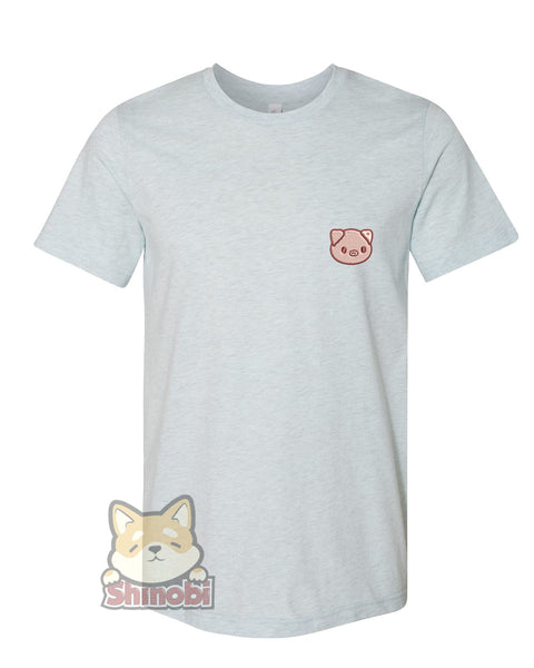 Small & Extra-Small Size Unisex Short-Sleeve T-Shirt with Cute Baby Country Animal - Piggie Piglet Embroidery Sketch Design