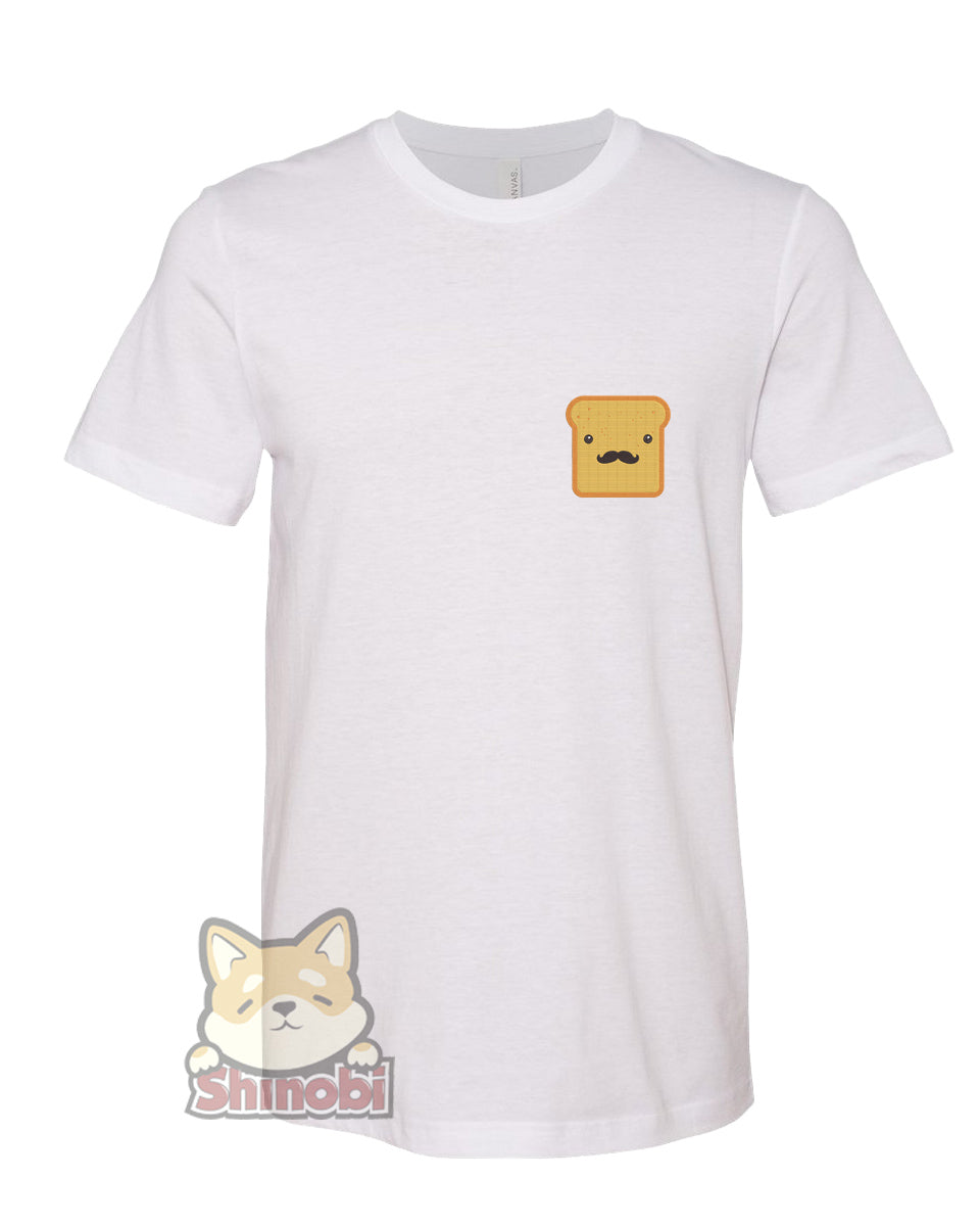 Medium & Large Size Unisex Short-Sleeve T-Shirt with Hipster Bread Slice with Mustache Embroidery Sketch Design