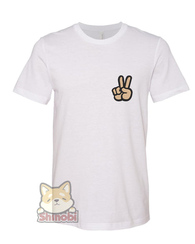 Medium & Large Size Unisex Short-Sleeve T-Shirt with Simple Peace Love Sign Symbol Cartoon Icon Embroidery Sketch Design